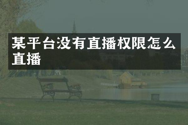 某平台没有直播权限怎么直播