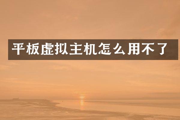 平板虚拟主机怎么用不了