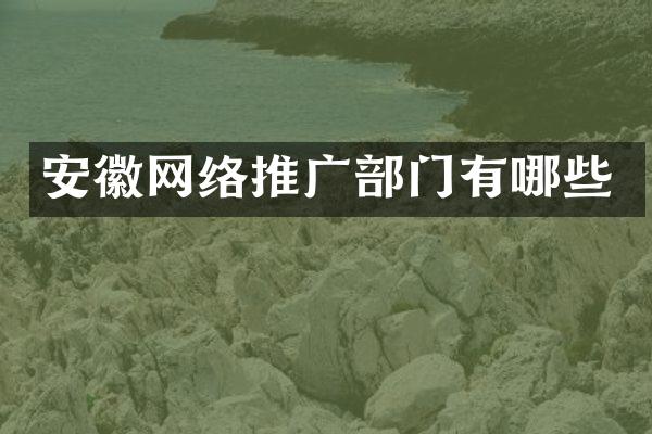 安徽网络推广部门有哪些