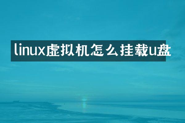 linux虚拟机怎么挂载u盘
