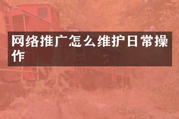 网络推广怎么维护日常操作