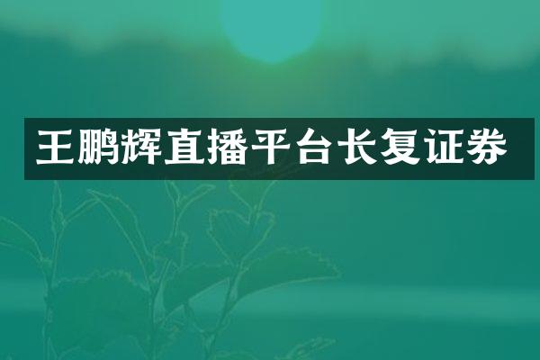 王鹏辉直播平台长复证券
