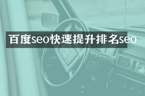 百度seo快速提升排名seo