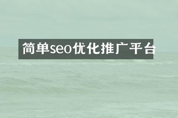 简单seo优化推广平台