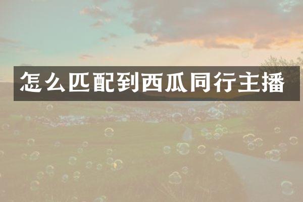 怎么匹配到西瓜同行主播
