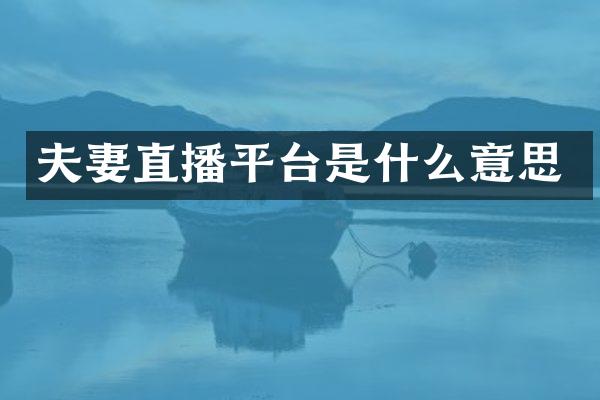 夫妻直播平台是什么意思