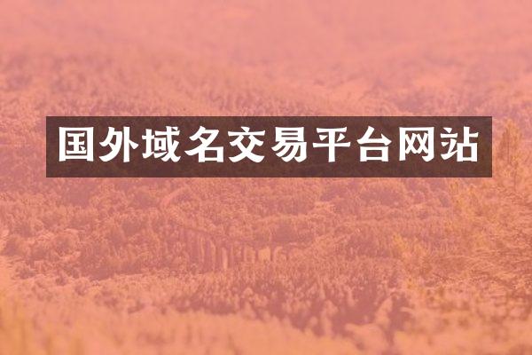 国外域名交易平台网站