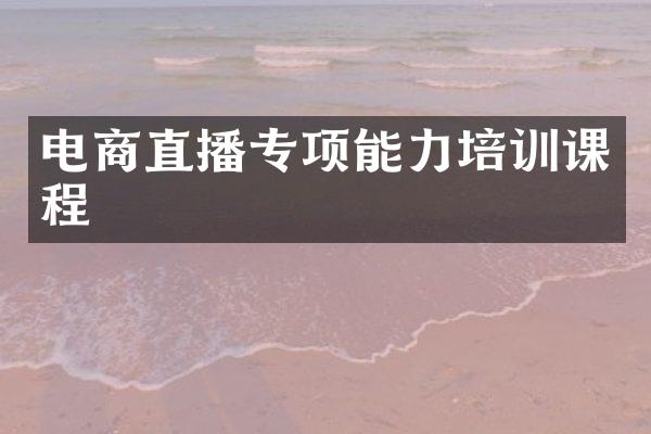 电商直播专项能力培训课程