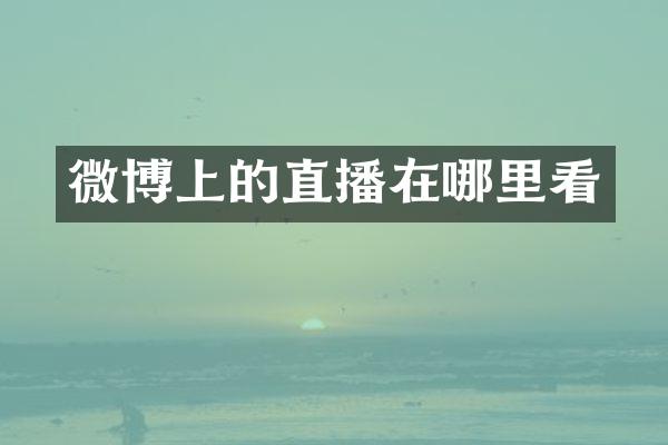微博上的直播在哪里看