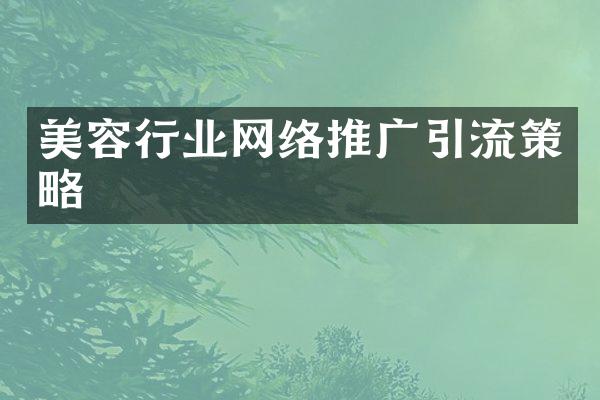 美容行业网络推广引流策略