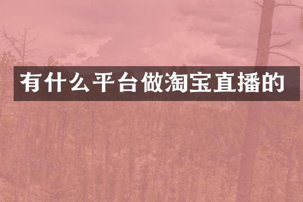 有什么平台做淘宝直播的