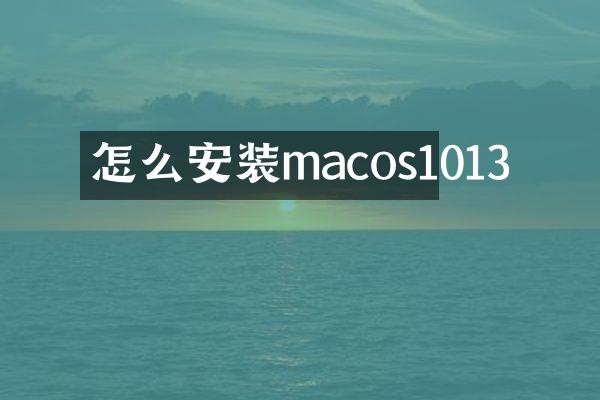 怎么安装macos1013