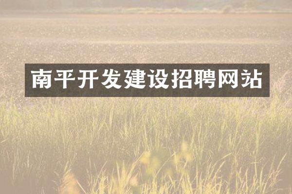 南平开发建设招聘网站