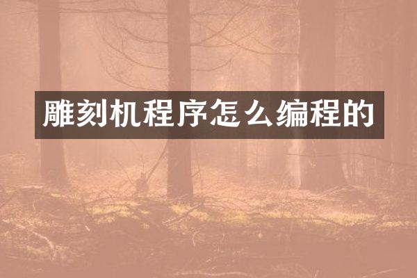 雕刻机程序怎么编程的