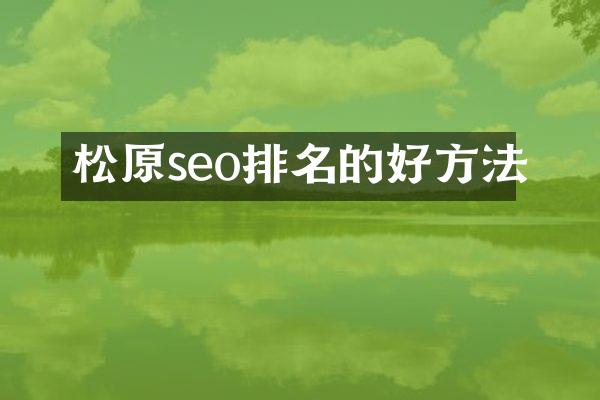 松原seo排名的好方法