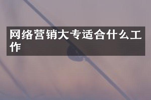 网络营销大专适合什么工作