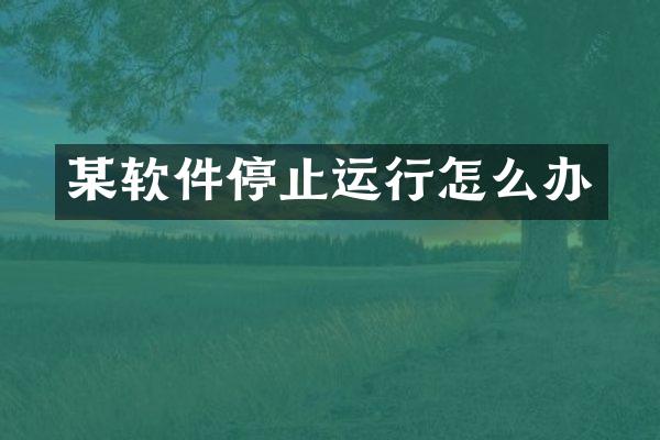 某软件停止运行怎么办