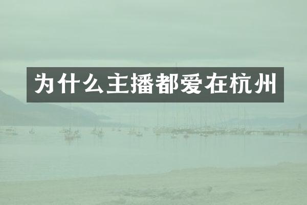 为什么主播都爱在杭州