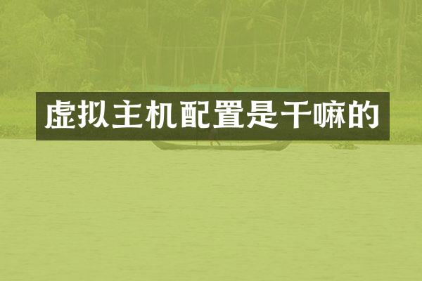 虚拟主机配置是干嘛的