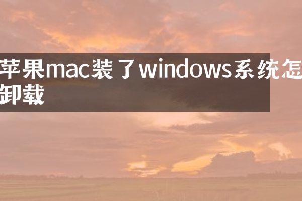 苹果mac装了windows系统怎么卸载