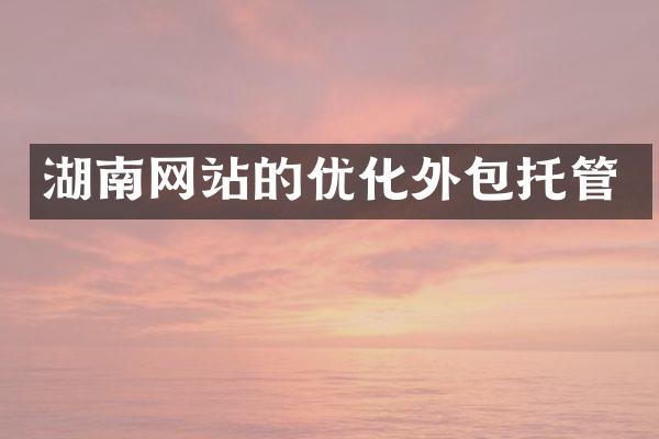 湖南网站的优化外包托管