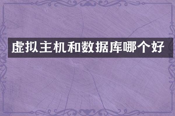 虚拟主机和数据库哪个好
