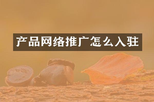 产品网络推广怎么入驻