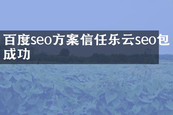 百度seo方案信任乐云seo包成功