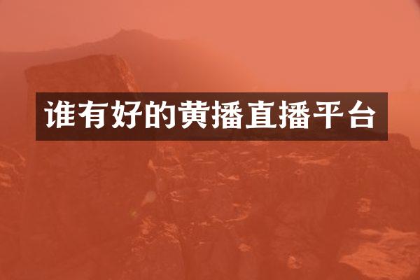 谁有好的黄播直播平台