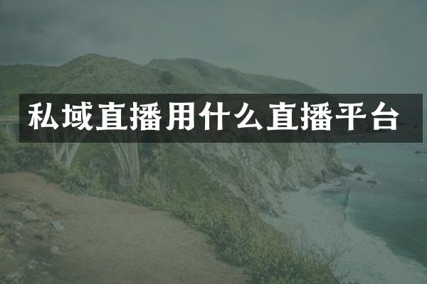私域直播用什么直播平台