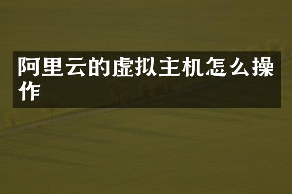阿里云的虚拟主机怎么操作