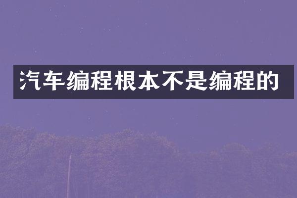 汽车编程根本不是编程的