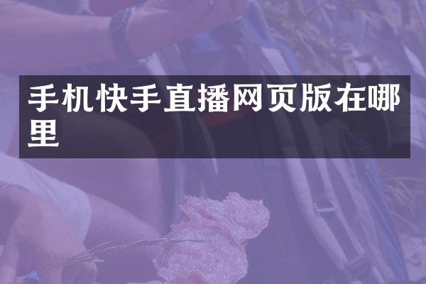 手机快手直播网页版在哪里