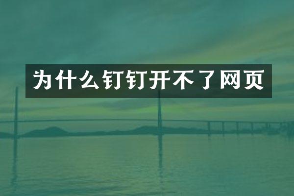 为什么钉钉开不了网页