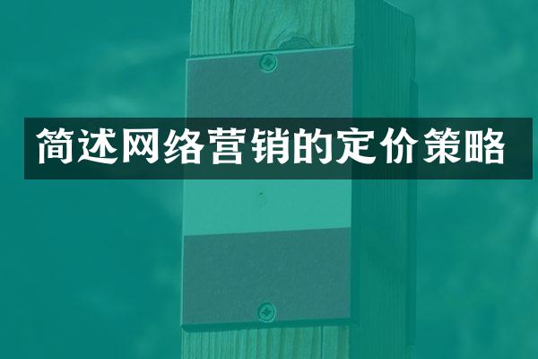 简述网络营销的定价策略