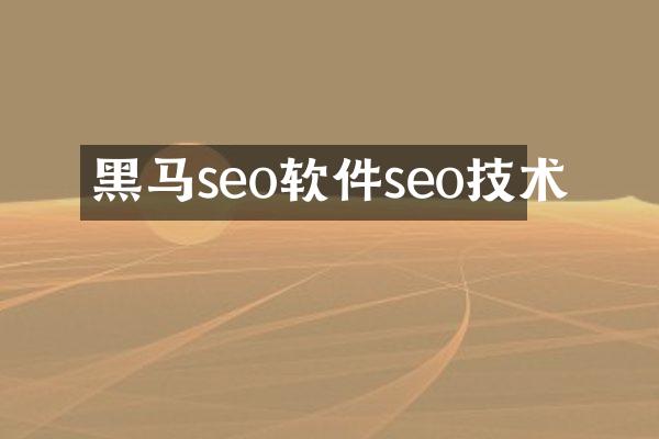 黑马seo软件seo技术