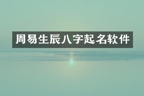 周易生辰八字起名软件