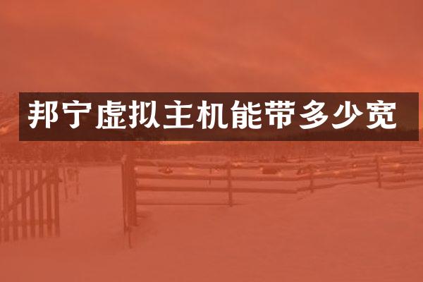 邦宁虚拟主机能带多少宽