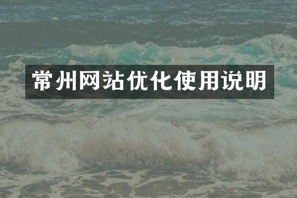 常州网站优化使用说明