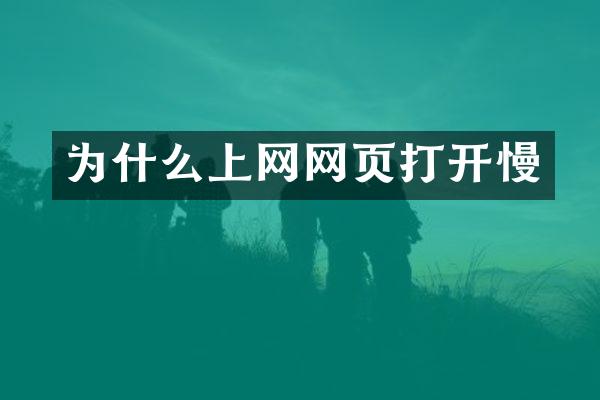 为什么上网网页打开慢