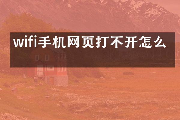 wifi手机网页打不开怎么办