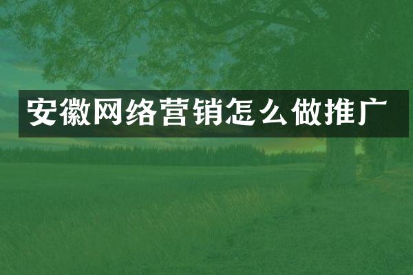 安徽网络营销怎么做推广
