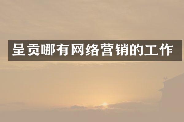 呈贡哪有网络营销的工作