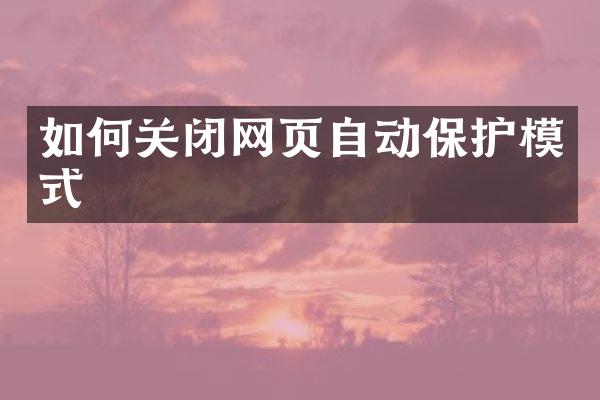 如何关闭网页自动保护模式