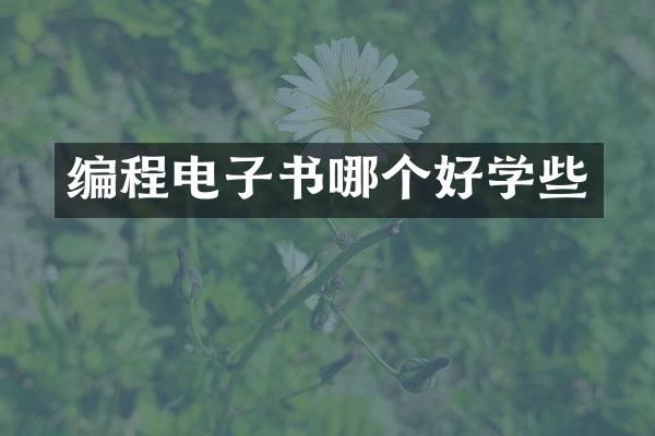 编程电子书哪个好学些