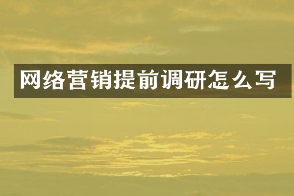 网络营销提前调研怎么写