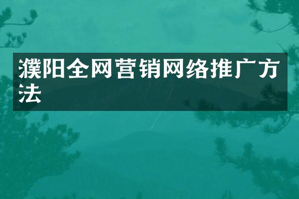 濮阳全网营销网络推广方法