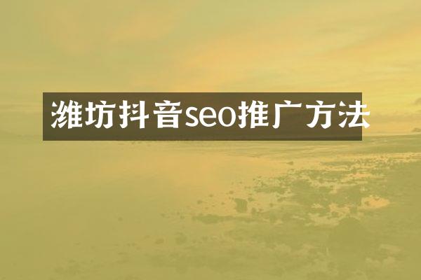 潍坊抖音seo推广方法