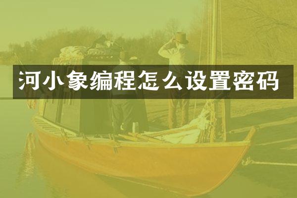 河小象编程怎么设置密码