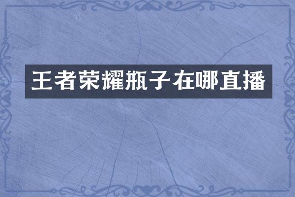 王者荣耀瓶子在哪直播